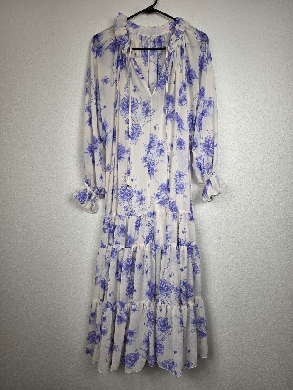 Free People Floral Print Long Sleeve Ruffle Maxi Dress